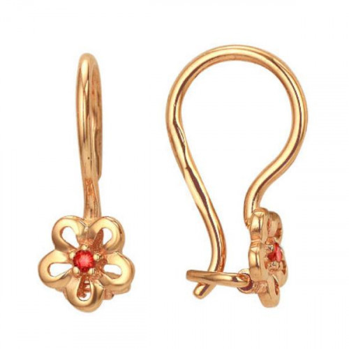 Золотые cерьги классические с фианитом