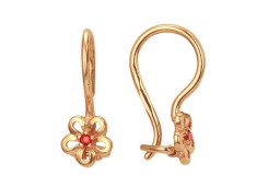 Золотые cерьги классические с фианитом