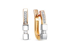 Золотые cерьги классические с бриллиантом