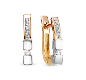 Золотые cерьги классические с бриллиантом