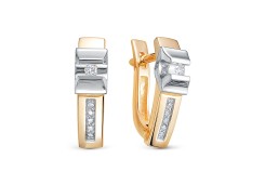 Золотые cерьги с бриллиантом