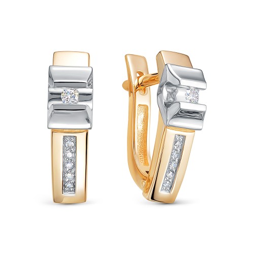 Золотые cерьги с бриллиантом