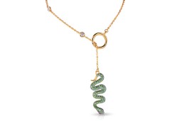 Серебряное колье с позолотой с фианитом