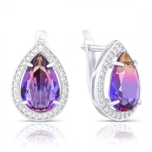 Серьги из серебра 925 пробы с кварцем