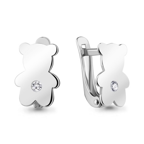 Серебряные cерьги классические с фианитом