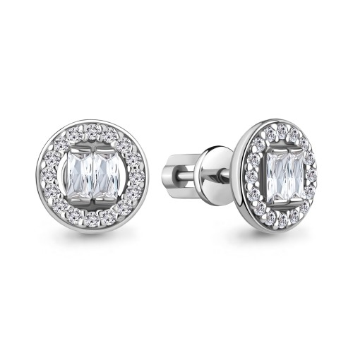 Серебряные cерьги пусеты (гвоздики) с фианитом