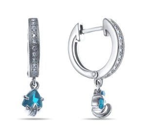 Серебряные cерьги висячие с топазом