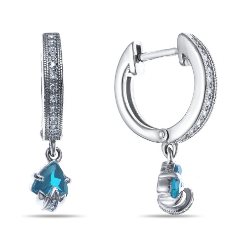 Серебряные cерьги висячие с топазом