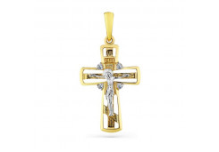 Крест из желтого золота с фианитом