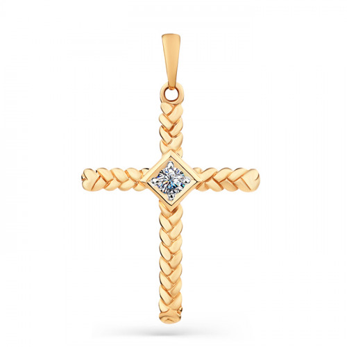 Золотая подвеска с фианитом