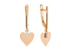 Золотые cерьги висячие с фианитом