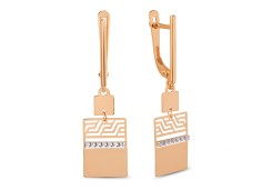 Золотые cерьги висячие с фианитом