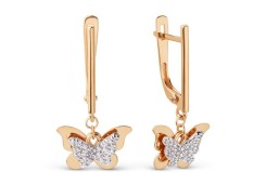 Золотые cерьги висячие с фианитом