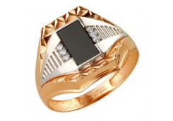 Печатка из золота с ониксом