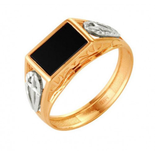 Печатка из золота с ониксом