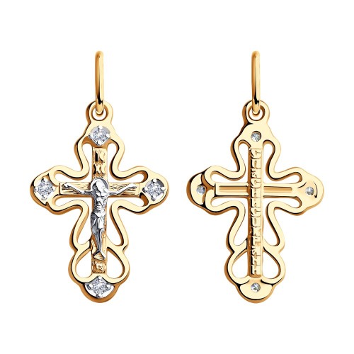 Крест из золота с фианитом