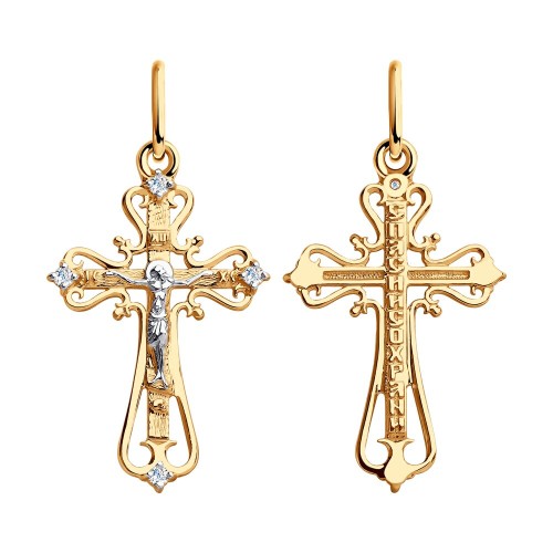 Крест из золота с фианитом