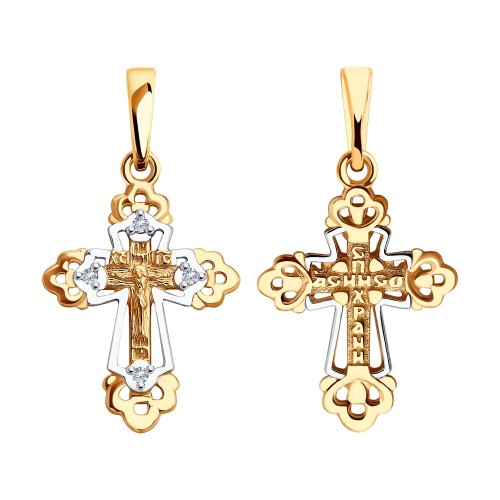 Крест из золота с фианитом