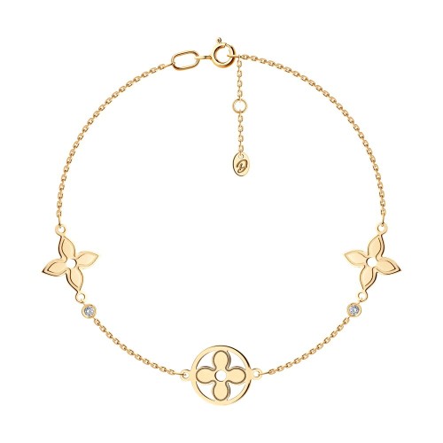 Золотой браслет с фианитом