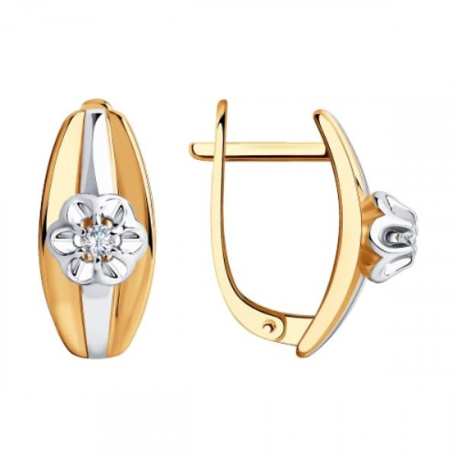 Золотые cерьги с бриллиантом