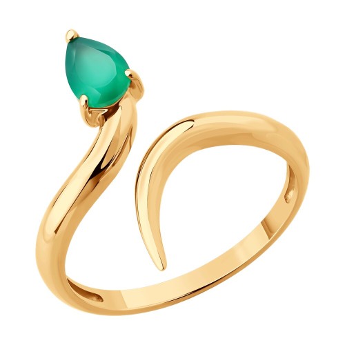 Золотое кольцо с агатом зеленым