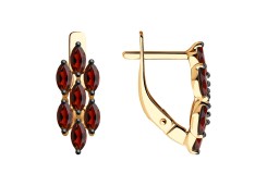 Золотые cерьги с гранатом