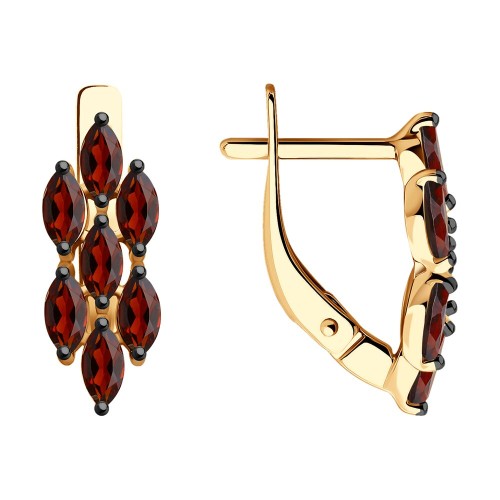 Золотые cерьги с гранатом