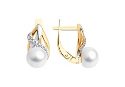 Золотые cерьги классические с жемчугом