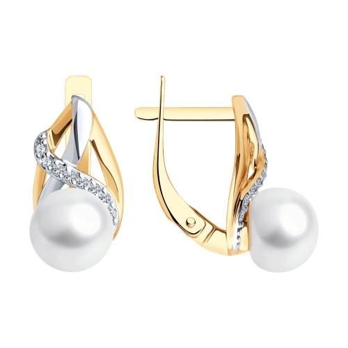 Золотые cерьги классические с жемчугом