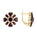 Золотые cерьги классические с гранатом