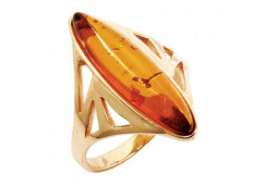 Серебряное кольцо с позолотой с янтарем