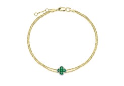 Браслет из желтого золота с изумрудом
