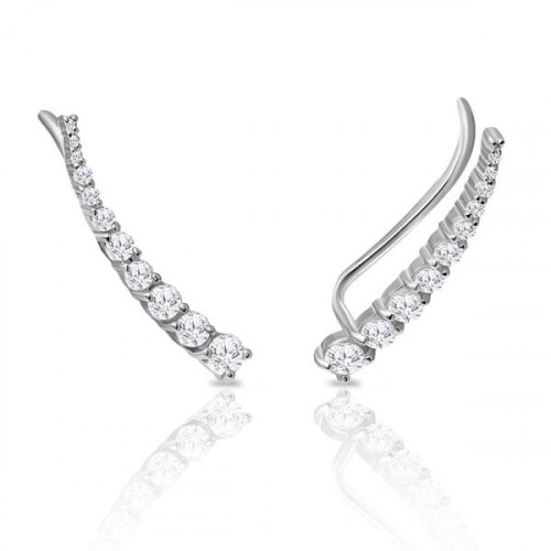 Серебряные cерьги классические с фианитом