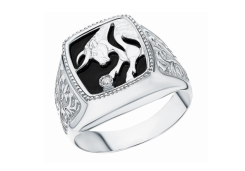 Печатка из серебра с фианитом