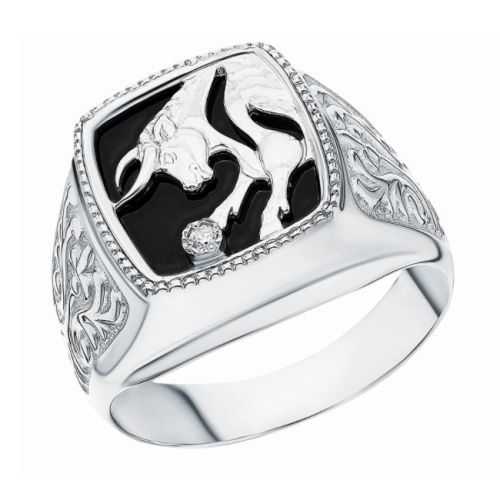 Печатка из серебра с фианитом