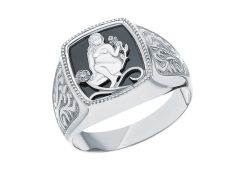 Печатка из серебра с фианитом