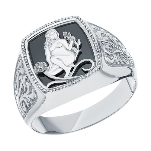 Печатка из серебра с фианитом