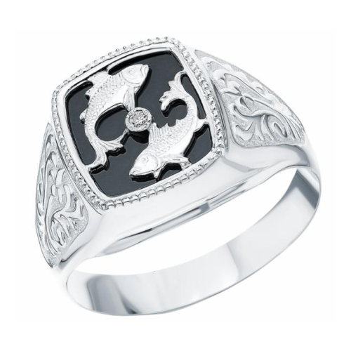 Печатка из серебра с фианитом