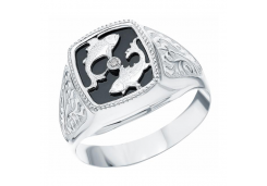 Печатка из серебра с фианитом