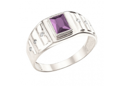 Печатка из серебра с аметистом
