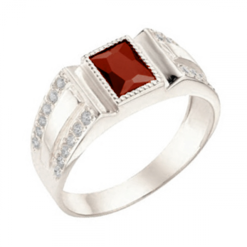 Печатка из серебра с гранатом