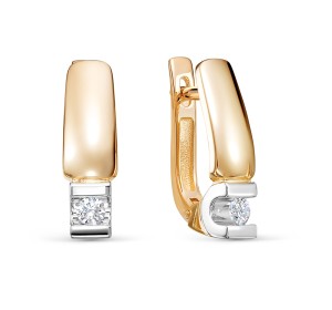 Золотые cерьги с бриллиантом