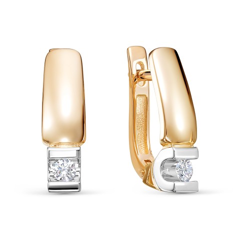 Золотые cерьги с бриллиантом