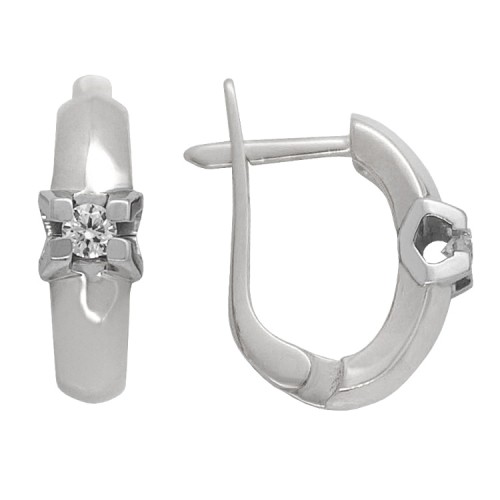 Серьги из белого золота с бриллиантом