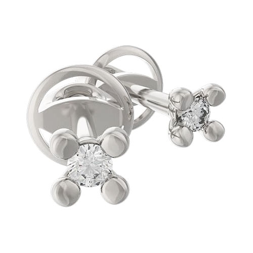 Серьги пусеты (гвоздики) из белого золота с бриллиантом