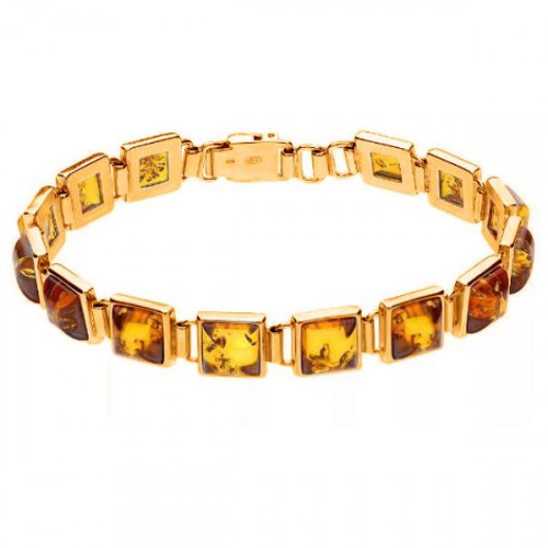 Браслет из серебра 925 пробы с янтарем