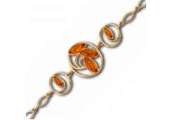 Серебряный браслет с позолотой с янтарем