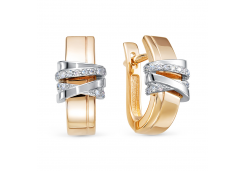 Золотые cерьги классические с бриллиантом