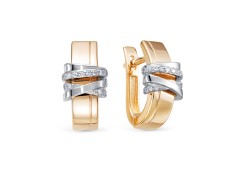 Золотые cерьги классические с бриллиантом