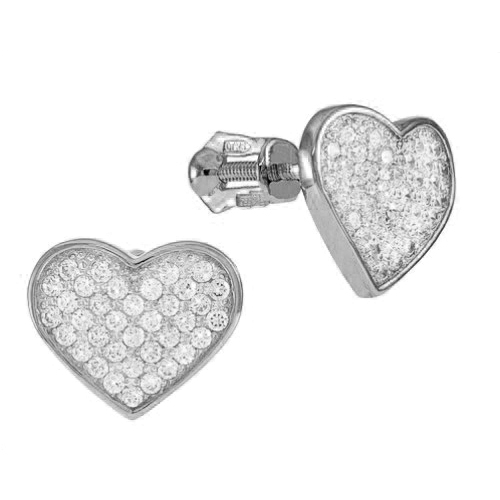 Серебряные cерьги пусеты (гвоздики) с фианитом